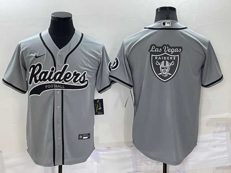 Men's Las Vegas Raiders Grey Team Big Logo With Patch Cool Base Stitched Baseball Jersey,We sell and wholesale Men's Las Vegas Raiders Grey Team Big Logo With Patch Cool Base Stitched Baseball Jersey on line form chian!